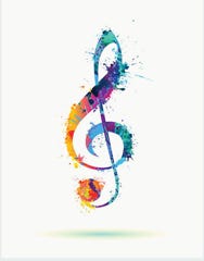 small Rainbow-colored treble clef picture